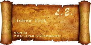 Lichner Erik névjegykártya